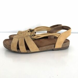 Earth Origins Women's 9 Wide 9W LANEY Leather Slingback Sandal Golden Yellow